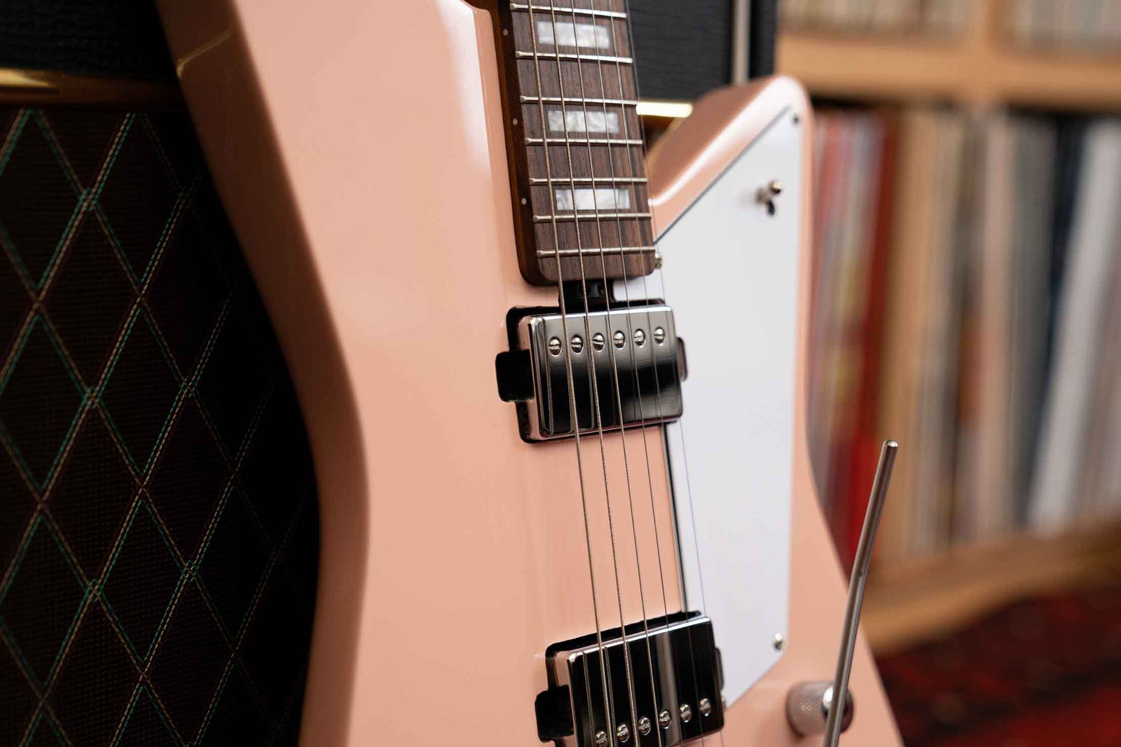 closeup of Mariposa humbucking pickups