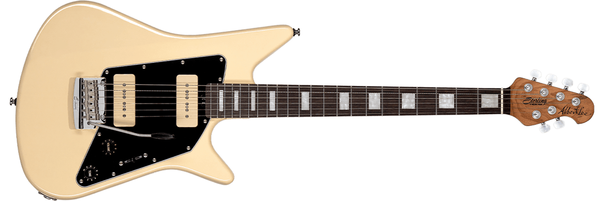 Front details of the Albert Lee P90 guitar in Vintage Cream